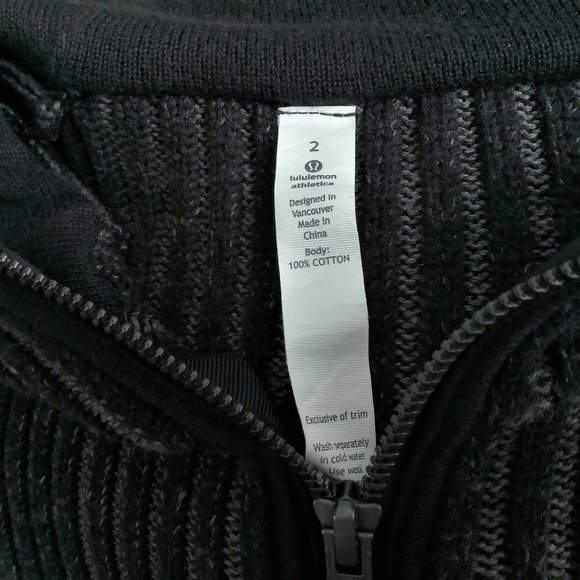 Lululemon Embrace Hoodie *Knit Full Zip Sweater - Black / Heathered Dark Grey 2 - Picture 7 of 9